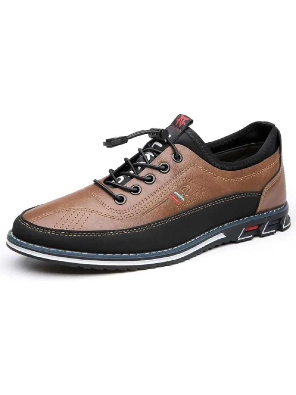 Men's Brown Textured Pebbled Leather Lace-up Pointed Toe Driving Loafers Shoes